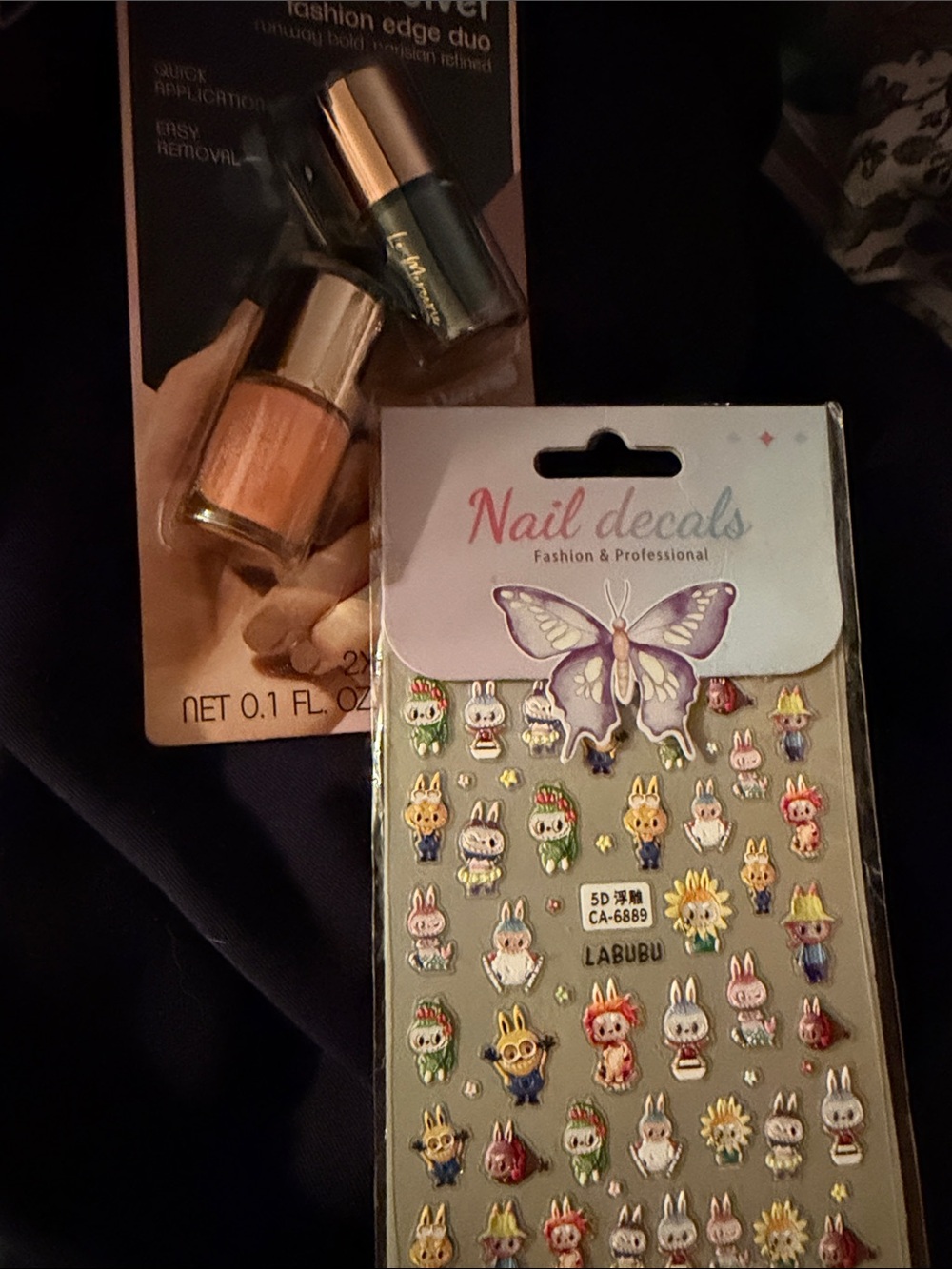 Nail Decals Sticker Sheet + Peach Nail Polish Duo